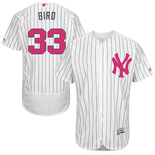 Yankees #33 Greg Bird White Strip Flexbase Authentic Collection Mother's Day Stitched MLB Jersey - Click Image to Close